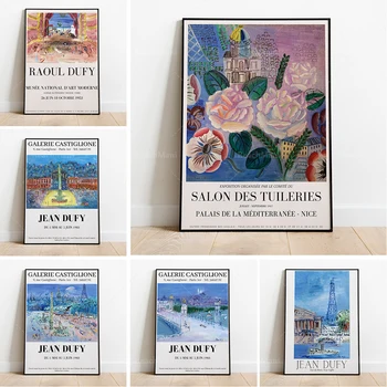 Jean Dufy Paríž Výstava Plagát | Fauvism Eiffelova Veža Tlač | Ročník City View Múzeum plagátu | Akvarel Stenu Decor - Obrázok 1  
